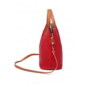 Contrast Trim Faux Leather Crossbody Bag - Lava Red