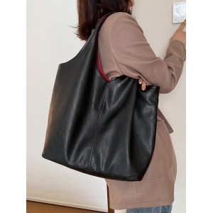 Business Big Solid Single Shoulder Bag - Black