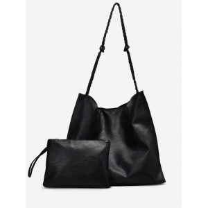 2 Piece Large Capacity Shoulder Bag Set - Black