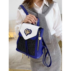 Animal Print Leather Backpack Set - Cobalt Blue