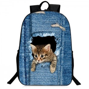 3D Animal Pattern Polyester Backpack - Blue
