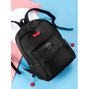 Chic Letter Design Backpack - Black