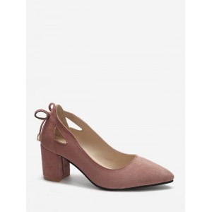 Cut Out Tie Back Chunky Heel Pumps - Pink Eu 41
