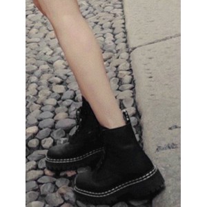 Creative Lace Up Chunky Heel Ankle Boots - Black Eu 37