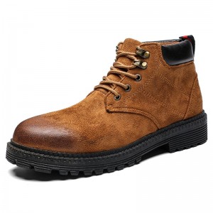 Men Lace-up Boots Solid Color Comfortable Warm Shoes - Tiger Orange Eu 39