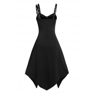 Asymmetrical Zippered Glitter Dress - Black M
