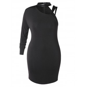 Plus Size Choker Cut Out Bodycon Dress - Black L