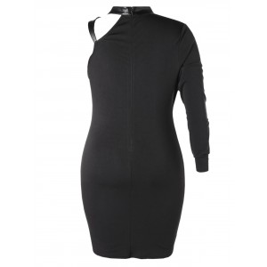Plus Size Choker Cut Out Bodycon Dress - Black L