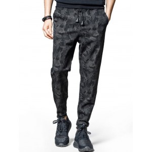 Camouflage Pattern Casual Jogger Pants - Black S