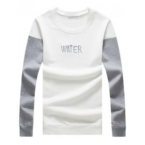 Plus Size Letter Embroidered Color Block Spliced Round Neck Long Sleeve Sweatshirt For Men - Light Gray 5xl
