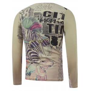 Plus Size Long Sleeve Zebra Print T-Shirt -  Xl