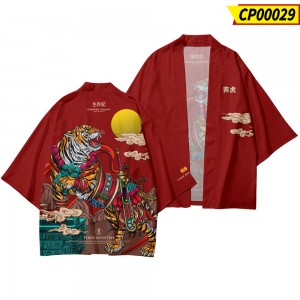 Kimono Streetwear Men Women Cardigan Cosplay Haori Yukata Harajuku Tops Robe Tiger Print Beach Japanese Style