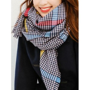 Chic Houndstooth Pattern Scarf - Pink
