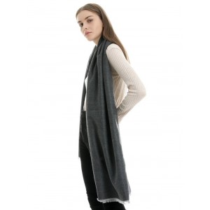 Faux Cashmere Double-sided Two Tone Scarf - Black Regular