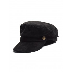 British Style Solid Suede Casual Cap - Black