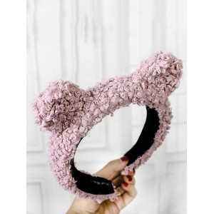 Curly Faux Wool Animal Ear Wide Hairband - Pink