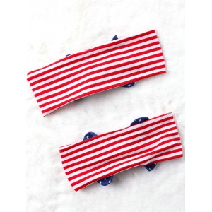 American Flag Elastic Headband with Bowknot -  One Size