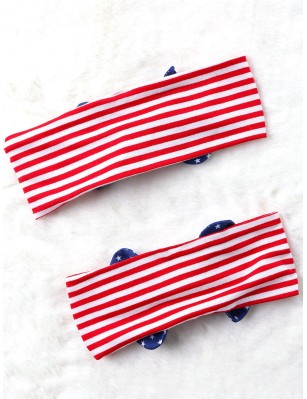 American Flag Elastic Headband with Bowknot -  One Size