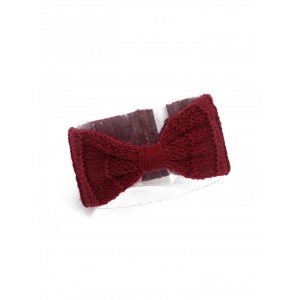 Bowknot Knitted Headband - Red Wine